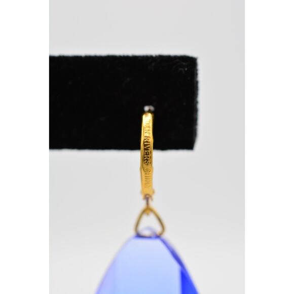 Joan Rivers Vintage Earrings Dangle Lucite Crystal Blue Chandelier Signed BinX - Picture 9 of 12